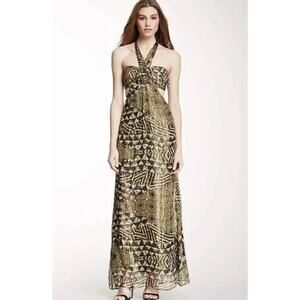 NWT BCBG MAX AZRIA DESIGNER Maj Silk Blend Halter Maxi Dress- Sz.2 WEDDING GUEST